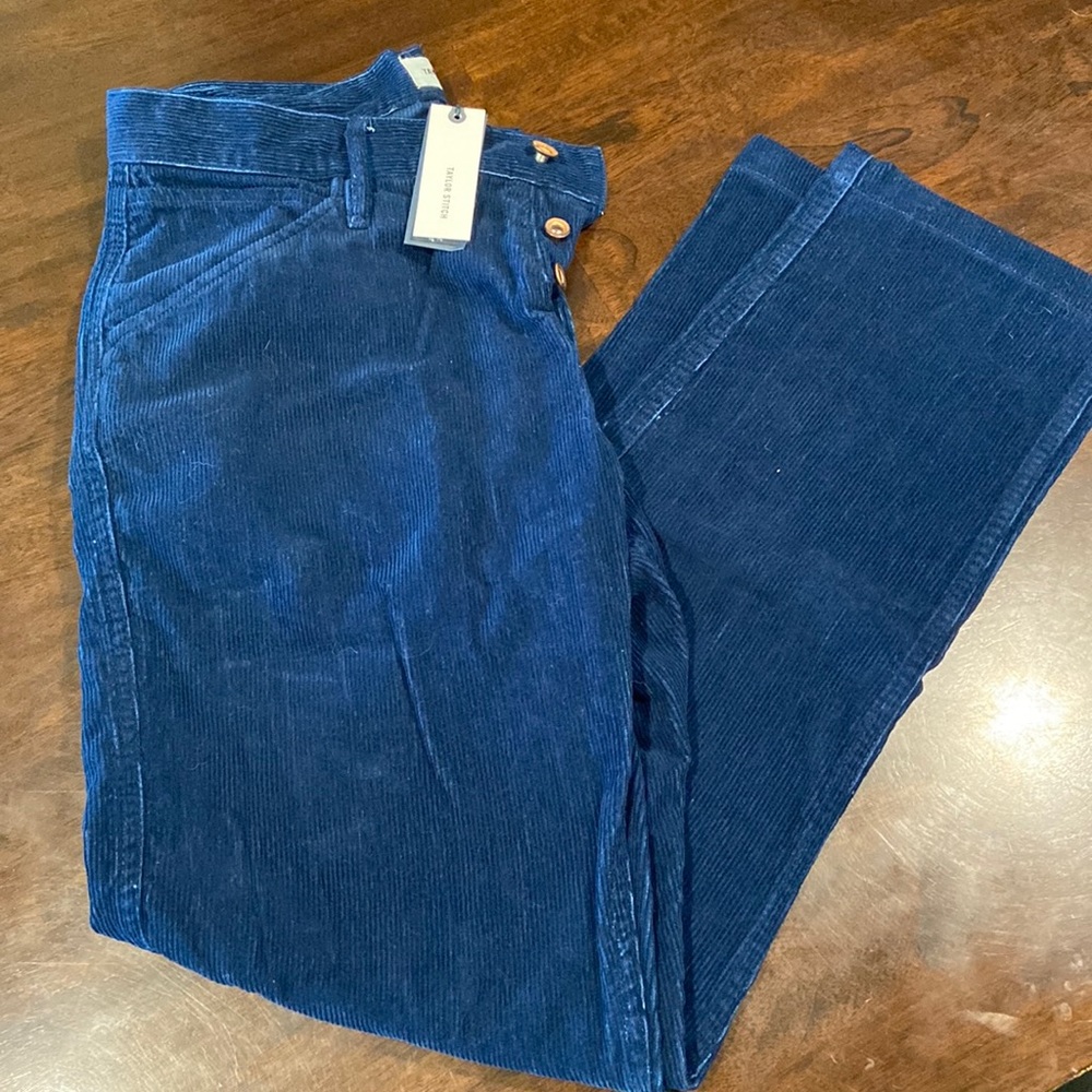 Taylor Stitch camp pant in indigo corduroy. 30x30